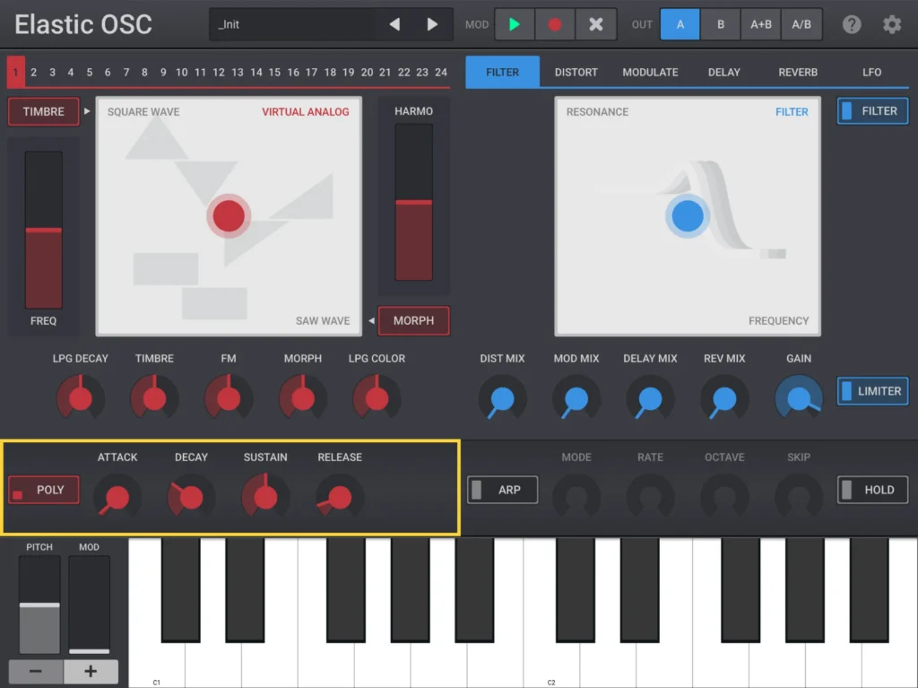 Elastic OSC voices and envelopes
