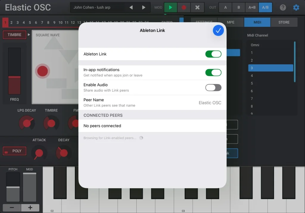 Elastic OSC ableton Link